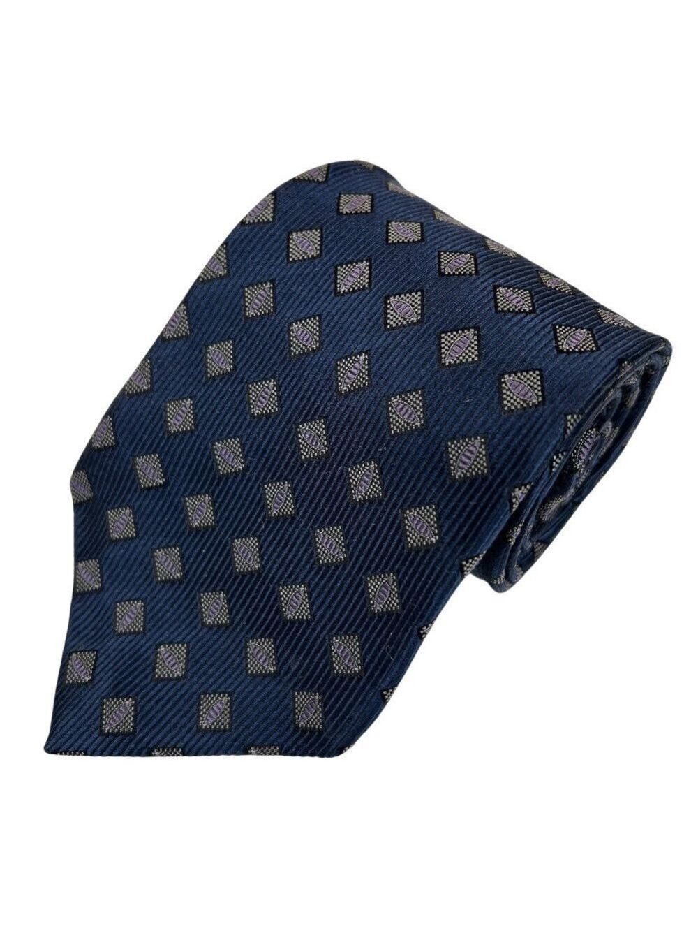 Robert Talbott Studio Men's Blue Geometric Handsewn Silk Necktie Tie
